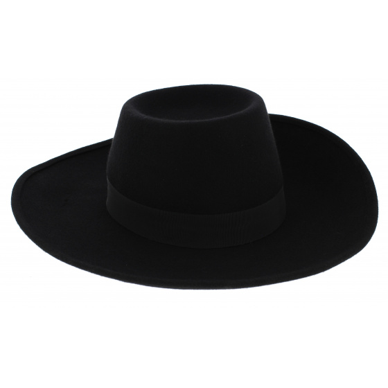 Black Felt Musketeer Hat - Traclet Black Felt Musketeer Hat - Traclet