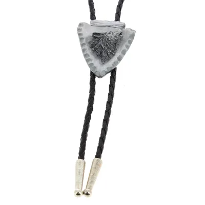 Bolo Tie Pointe de Flèche Loup Argenté  Reference : 6975 | Chapellerie Traclet