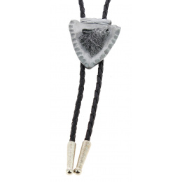 Silver Wolf Arrowhead Bolo Tie