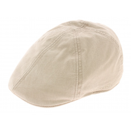 Beige Organic Cotton Flat Cap - Stetson