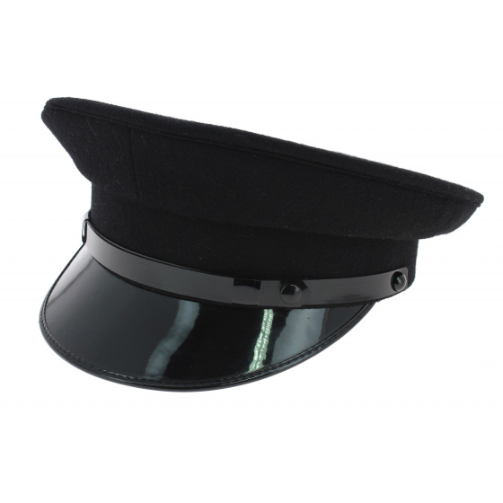 Black Wool Chauffeur Cap - Traclet