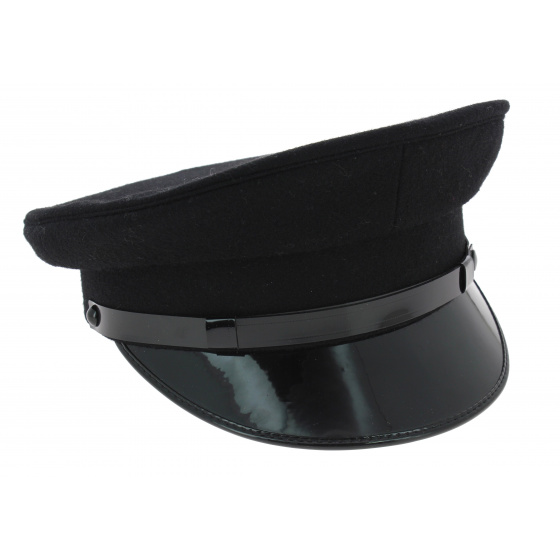 Black Wool Chauffeur Cap - Traclet