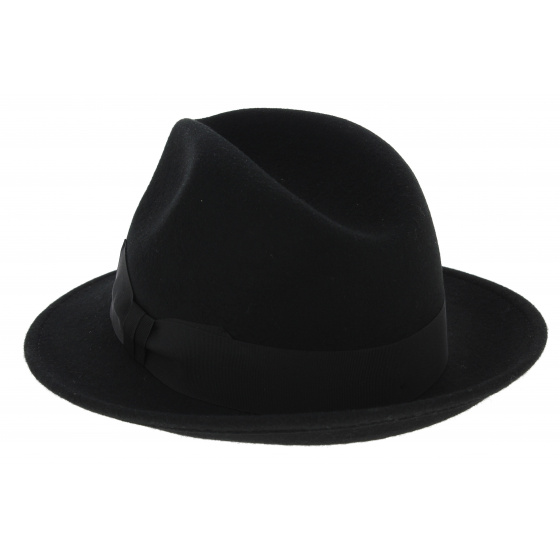 Black Wool Felt Fedora Hat Costello - Traclet