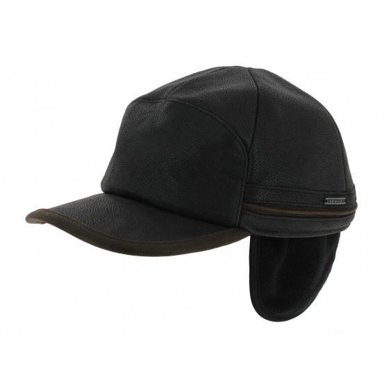 Byers earflaps Stetson cap - black leather