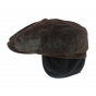 Stetson leather hatteras cap with ear flaps
