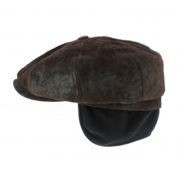 Stetson leather hatteras cap with ear flaps