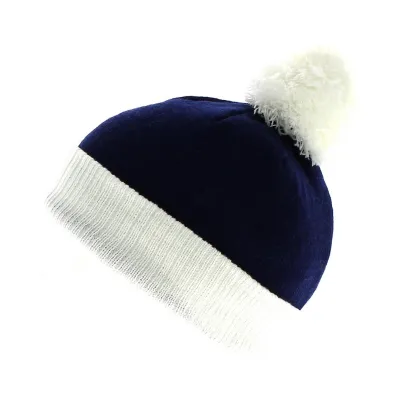 Bonnet Layover pompon blanc  enfant marine  Reference : 4145 | Chapellerie Traclet