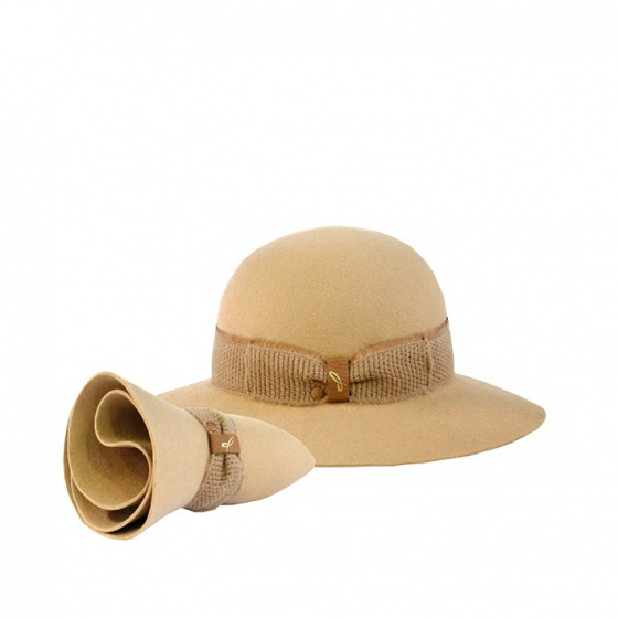 Aubrey felt wide-brimmed hat - beige