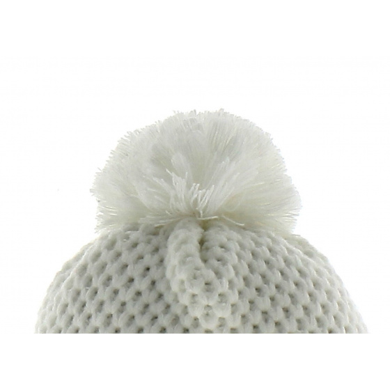 French White Beanie with Pom-Pom Le Drapo France