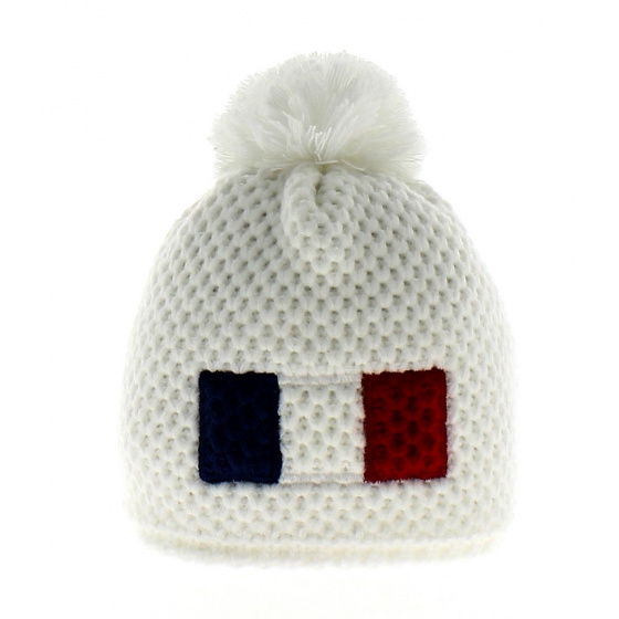 White French Beanie with Pom-Pom Le Drapo France