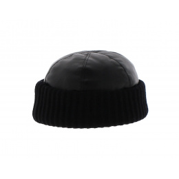 Wool and leather miki beanie