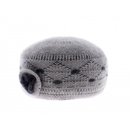 Ariane-Angora Grey angora knit beanie
