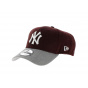 NY Yankees Baseball Cap - New Era MLB Heather Visor - Burgundy-Gray