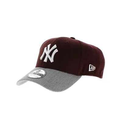 Casquette Baseball-Homme-Femme-New-York MLB Heather Visor-New Era-Traclet-Bordeaux-Visiere-Gris Reference : 7304 | Chapellerie T