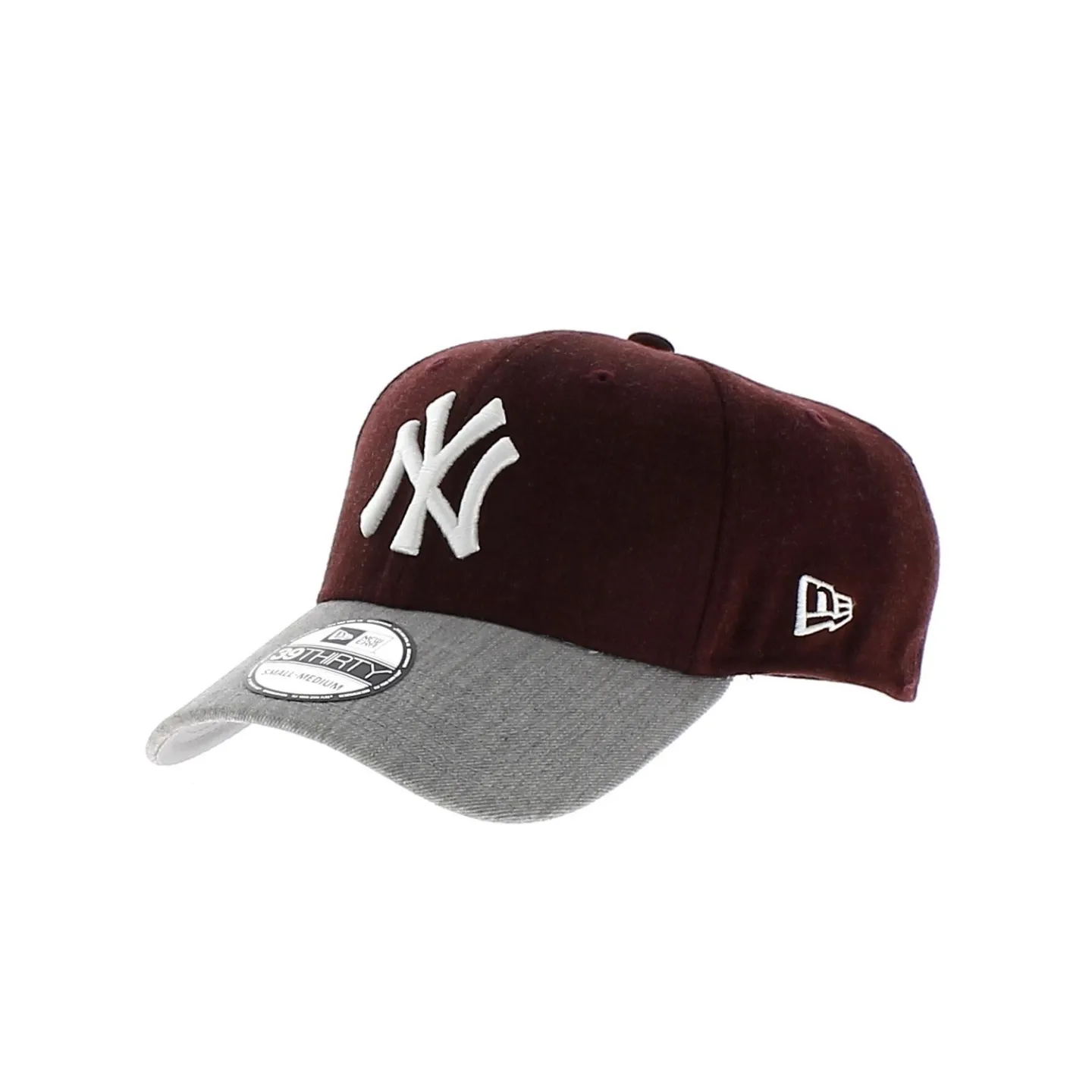 Casquette Baseball-Homme-Femme-New-York MLB Heather Visor-New Era-Traclet-Bordeaux-Visiere-Gris Reference : 7304 | Chapellerie T