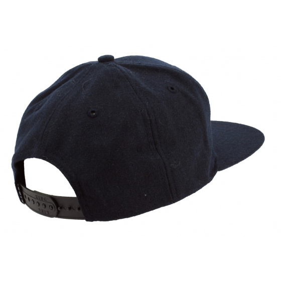 Navy Wool Hard Graft Flat Snapback Cap King Apparel