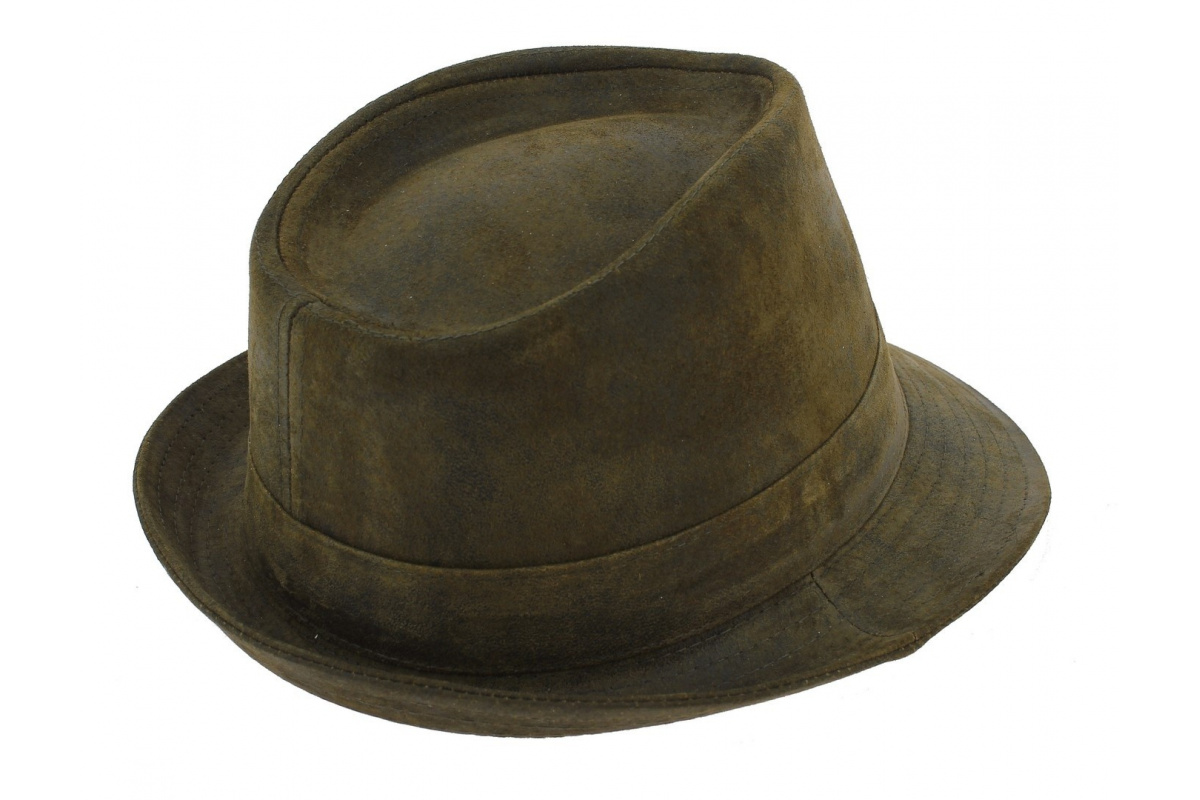 leather trilby hat