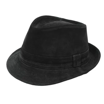 Chapeau Trilby Cuir Noir