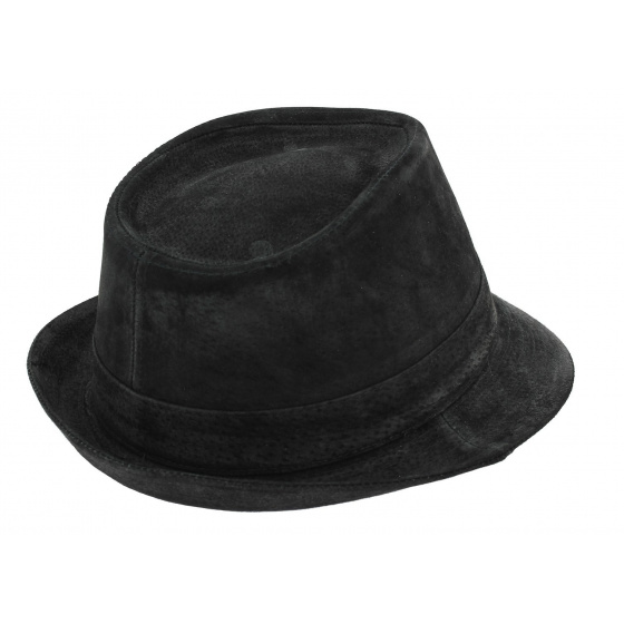 Chapeau Trilby Cuir Noir