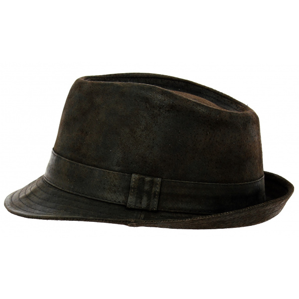 leather trilby hat