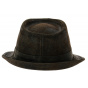 Brown Leather Trilby Hat
