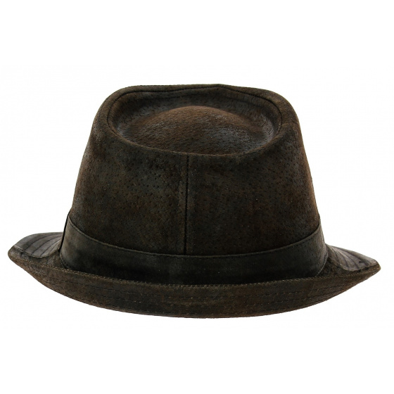 Chapeau Trilby Cuir Marron