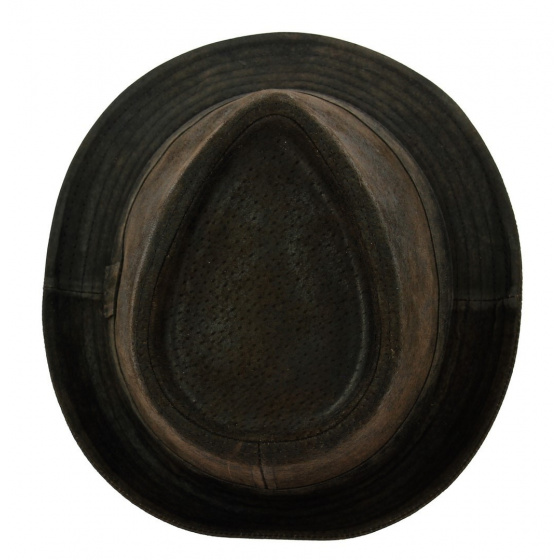 Chapeau Trilby Cuir Marron