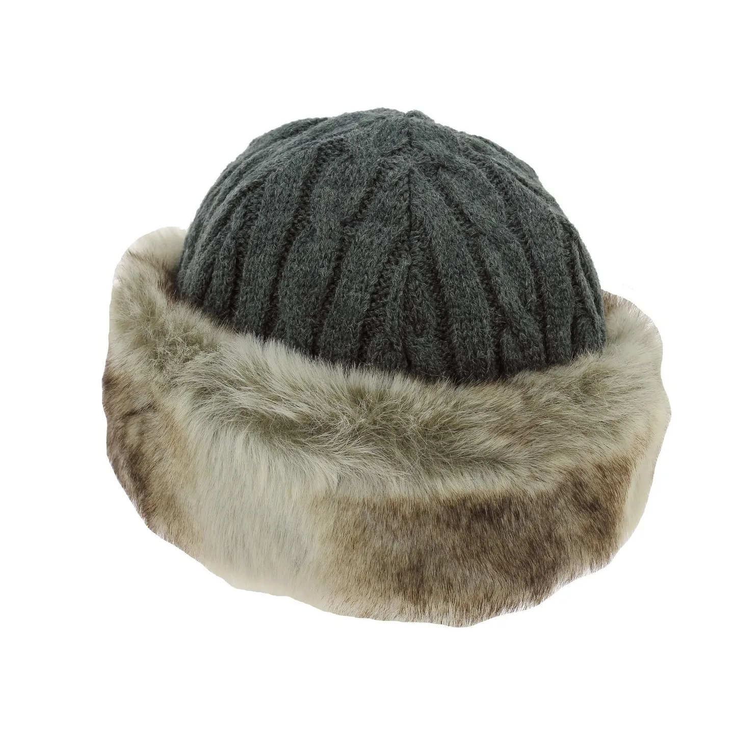 Bonnet-Toque Cable Fausse Fourrure Gris - Barts  Reference : 7408 | Chapellerie Traclet