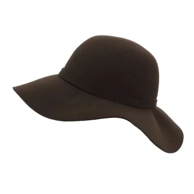 Alysa Brown Wool Felt Wide-Brimmed Hat - Flechet Reference: 7427 | Traclet Hat Shop