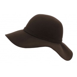 Alysa Brown Wool Felt Wide-Brimmed Hat - Flechet