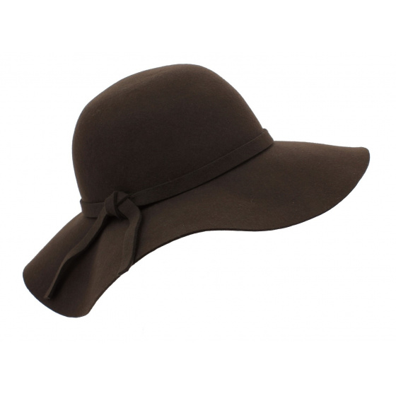 Alysa Brown Wool Felt Wide-Brimmed Hat - Flechet