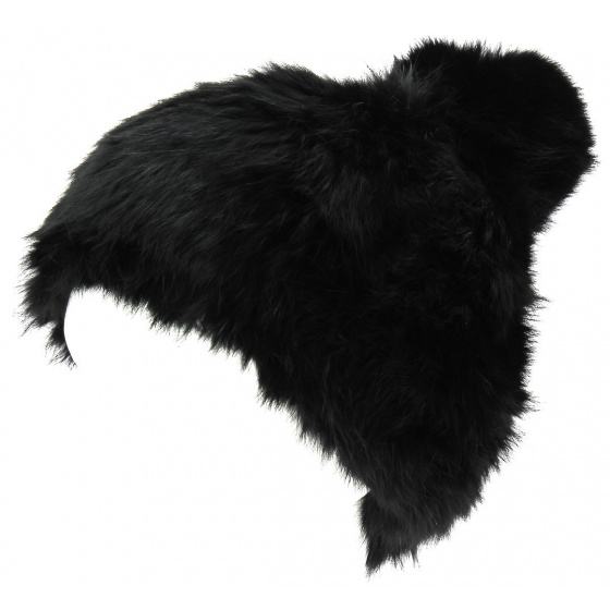 Women's Black Rabbit Beanie