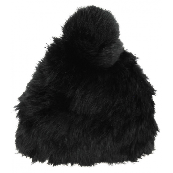 Women's Black Rabbit Beanie