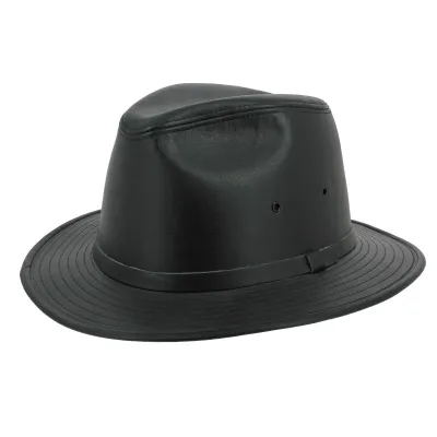 Black Smooth Traveler Hat Faux Leather Black - Henschel Reference: 7456 | Traclet Hat Shop