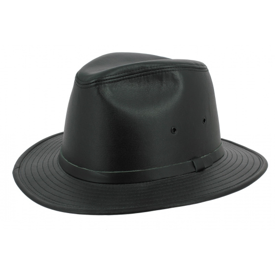 Traveller Black Smooth Leather Hat - Henschel