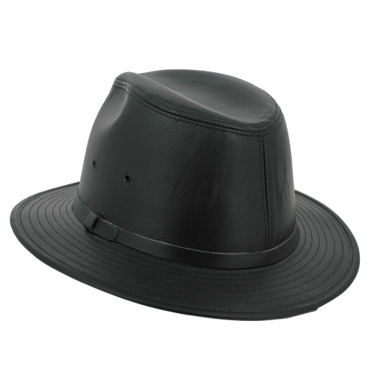 Chapeau Traveller Black Smooth Cuir Noir - Henschel Chapeau Traveller Black Smooth Cuir Noir - Henschel