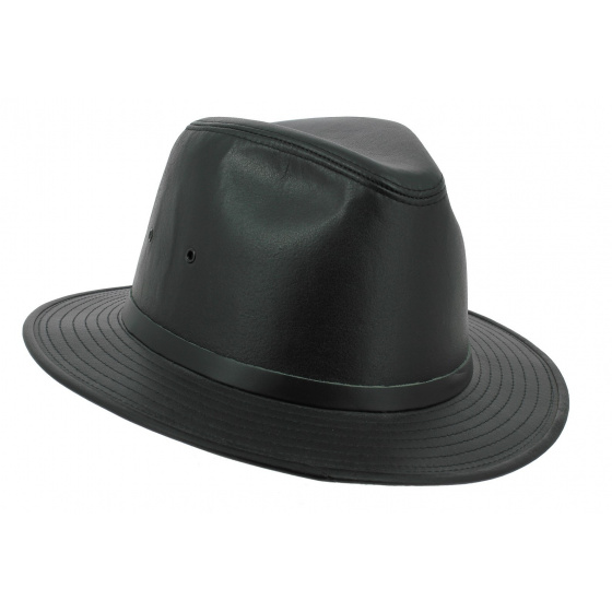 Black Smooth Traveler Hat Leather Black - Henschel Black Smooth Traveler Hat Leather Black - Henschel