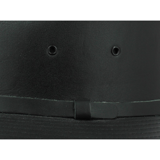 Black Smooth Traveler Hat Leather Black - Henschel Black Smooth Traveler Hat Leather Black - Henschel