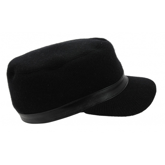 Black Wool Army Cap - Alcap