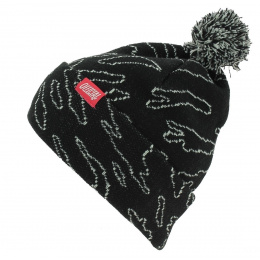 Danamo Acrylic Pom Pom Beanie Black - Official