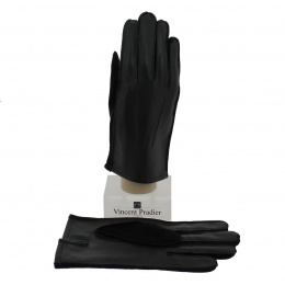 Men's Leather Gloves Sheepskin & Suede Black - Vincent Pradier