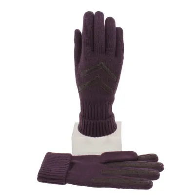 Women's Purple & Brown Acrylic Gloves - Isotoner Reference: 5029 | Chapellerie Traclet
