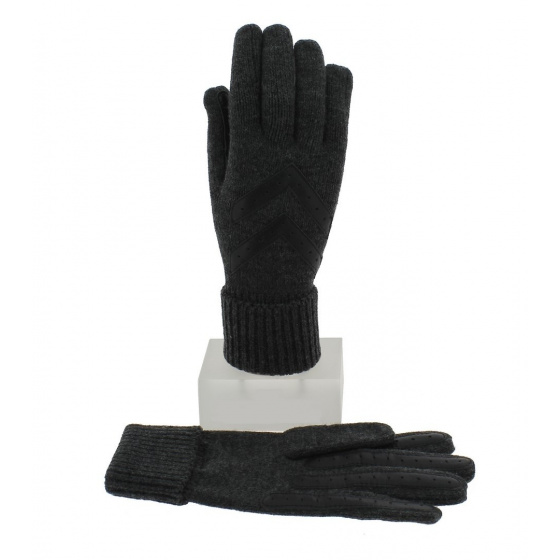 Women's Grey & Black Acrylic Gloves - Isotoner