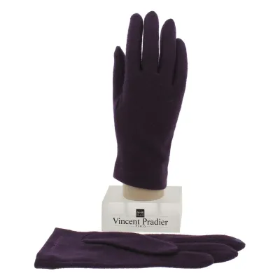 Gants Tactiles Femme Laine & Nylon Violet - Vincent Pradier Reference : 7480 | Chapellerie Traclet