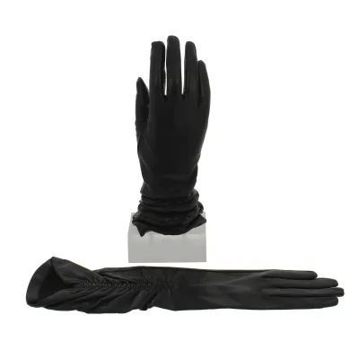 Gants Montant Femme Cuir & Soie Noir - Picaros Reference : 1308 | Chapellerie Traclet