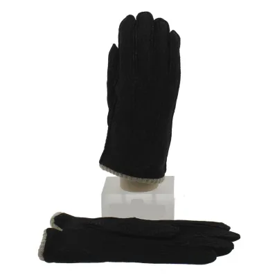 Gants Homme Cuir Carpincho & Cachemire Noir - Picaros Reference : 5556 | Chapellerie Traclet
