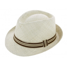 Cream Tuscany Natural Straw Trilby Hat - Traclet