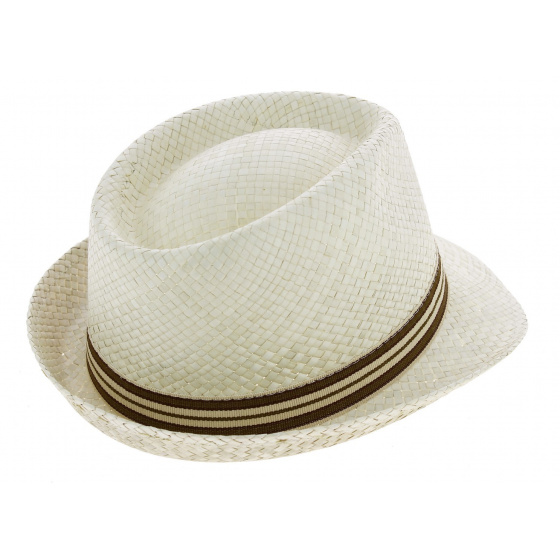 Cream Tuscany Natural Straw Trilby Hat - Traclet