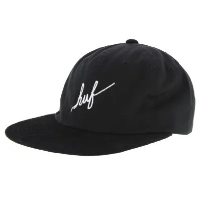 Casquette Strapback Script 6 Panel Coton Noir - Huf Reference : 3710 | Chapellerie Traclet