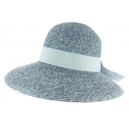 Summer Wide-Brimmed Valencia Sky Blue Paper Straw Hat - Marone